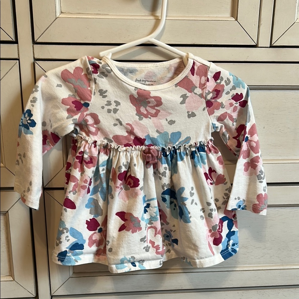 First Impressions Pink and Blue Long Sleeve Tee/Dress